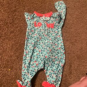 Carter’s Blue/Green Floral & Polkadot Love Zip Up Footed Sleeper